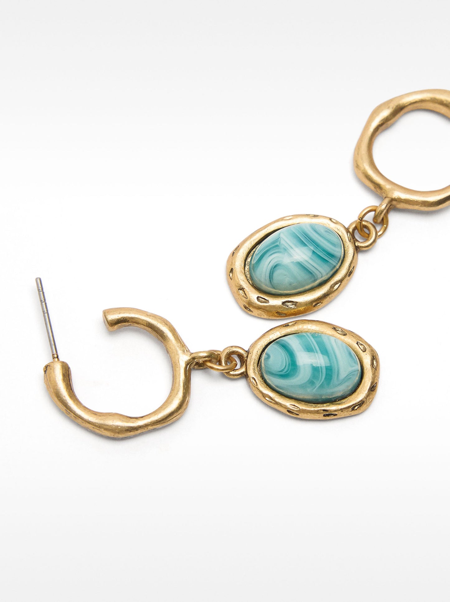 Open Hoop Earrings With Stone Effect Pendant