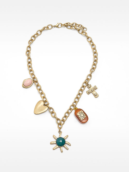 Short Necklace Of Links With Pendants