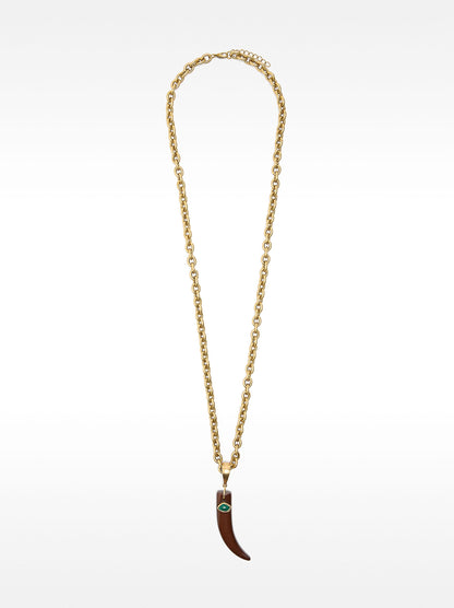 Long Necklace Of Links With Stone Pendant