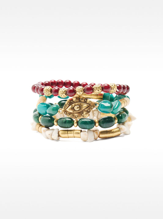 Set Of Bracelets With Stone Effect