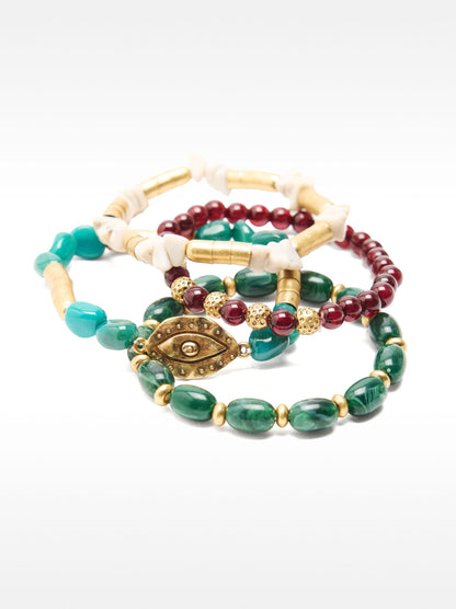 Set Of Bracelets With Stone Effect