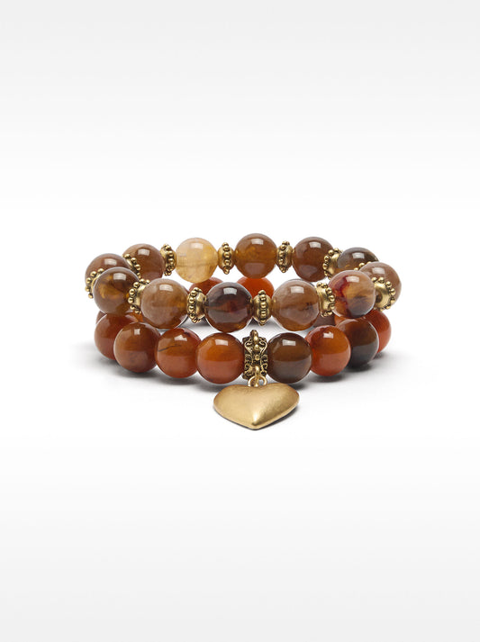 Set Of Stone-Effect Bracelets With Heart