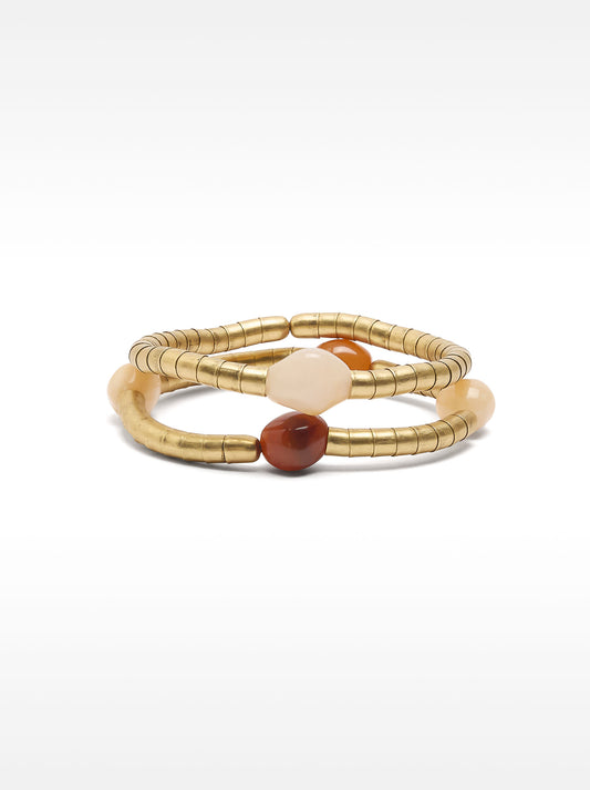 Set Of Elastic Bracelets With Stone Effect