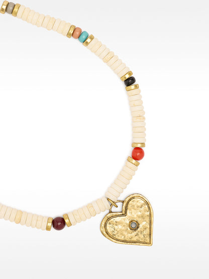 Short Necklace With Stones With Heart Pendant