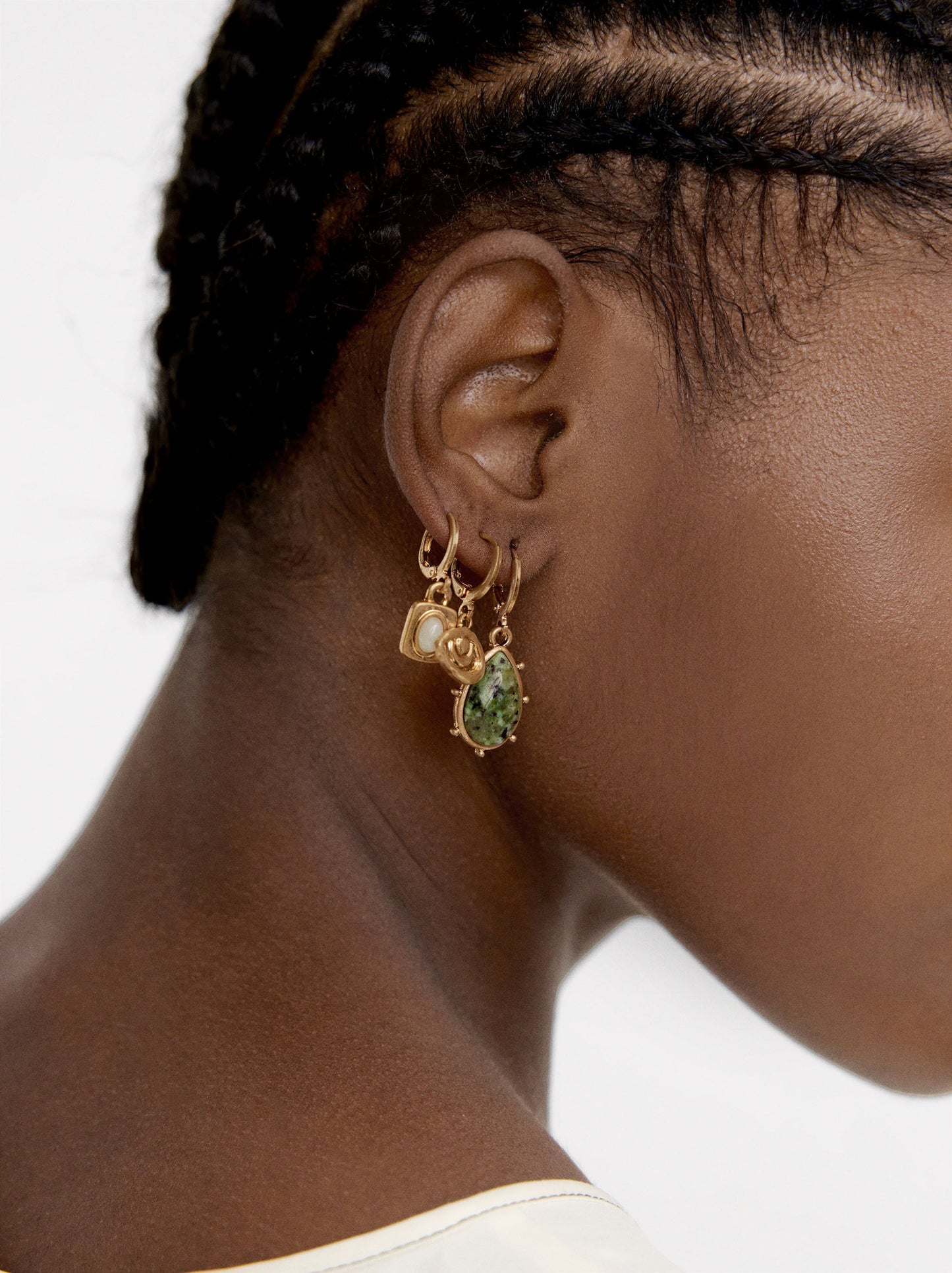 Set Of Hoop Earrings With Stones