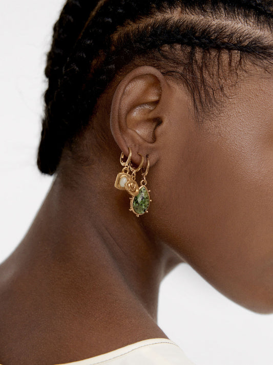 Set Of Hoop Earrings With Stones
