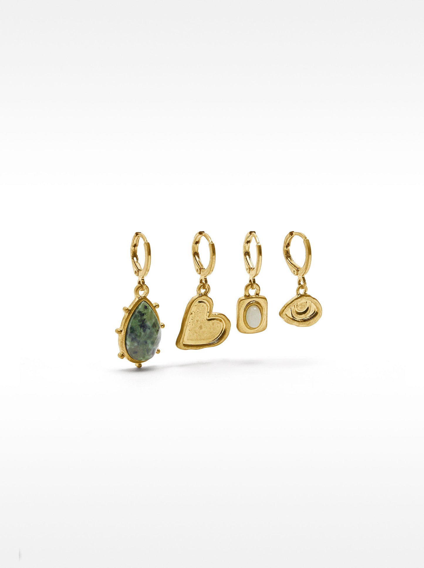 Set Of Hoop Earrings With Stones