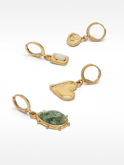 Set Of Hoop Earrings With Stones