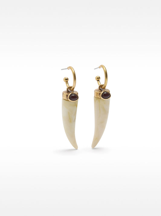 Open Hoop Earrings With Stone Effect Pendant