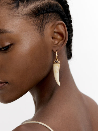 Open Hoop Earrings With Stone Effect Pendant