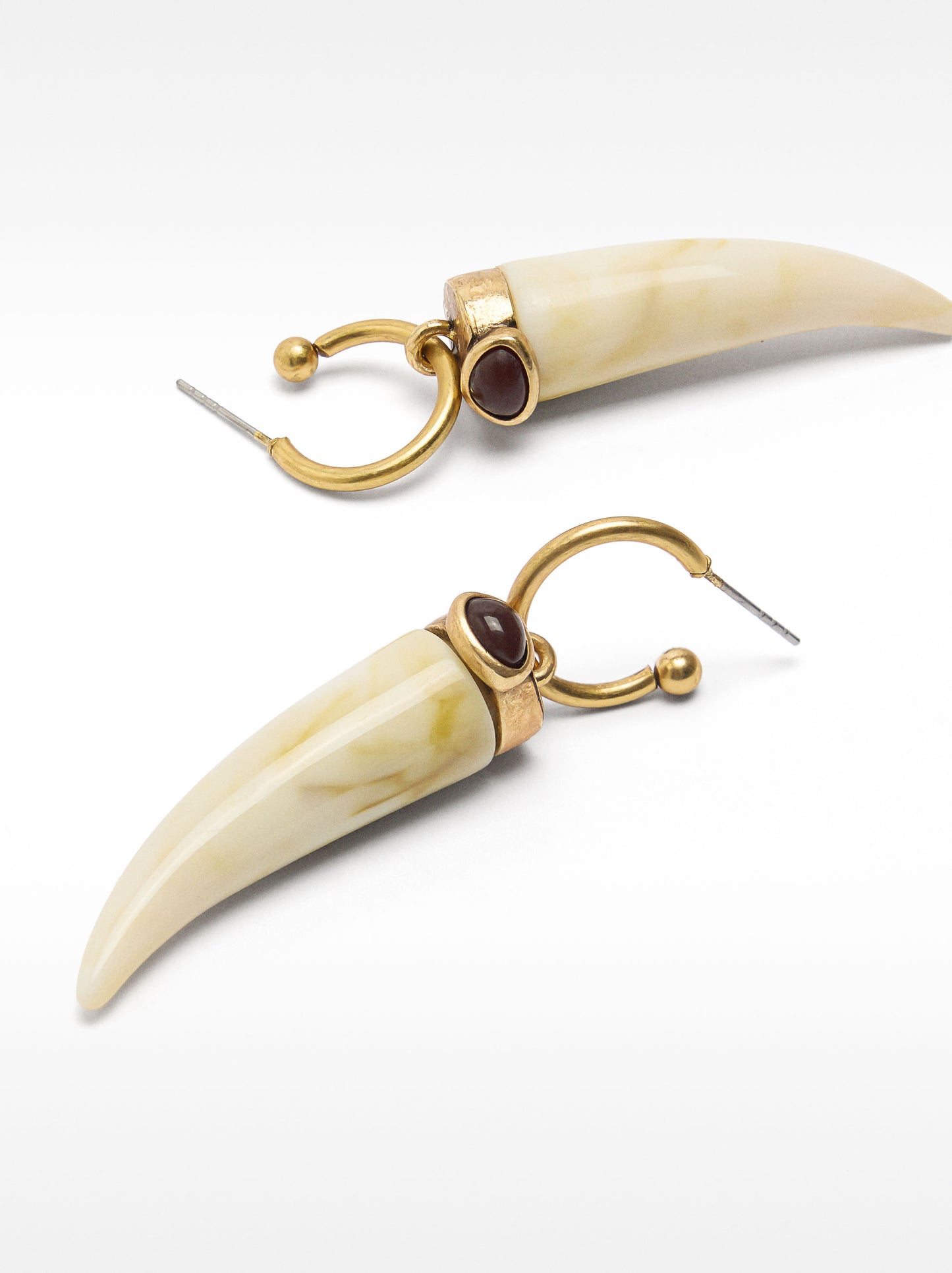 Open Hoop Earrings With Stone Effect Pendant