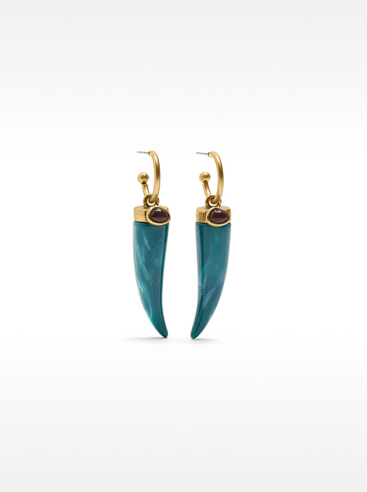 Open Hoop Earrings With Stone Effect Pendant