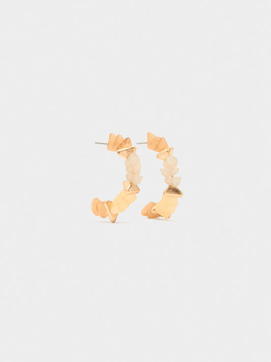 Open Hoop Earrings With Stone-Effect Beads