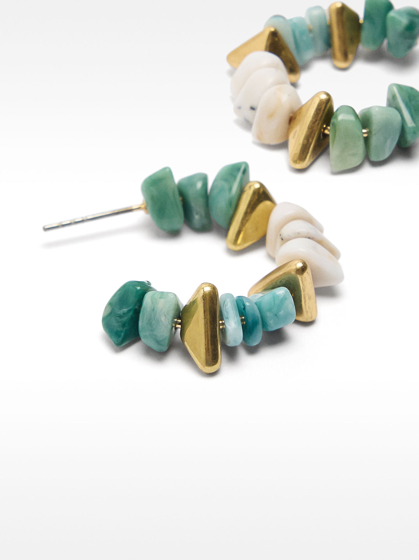 Open Hoop Earrings With Beads Stone Effect