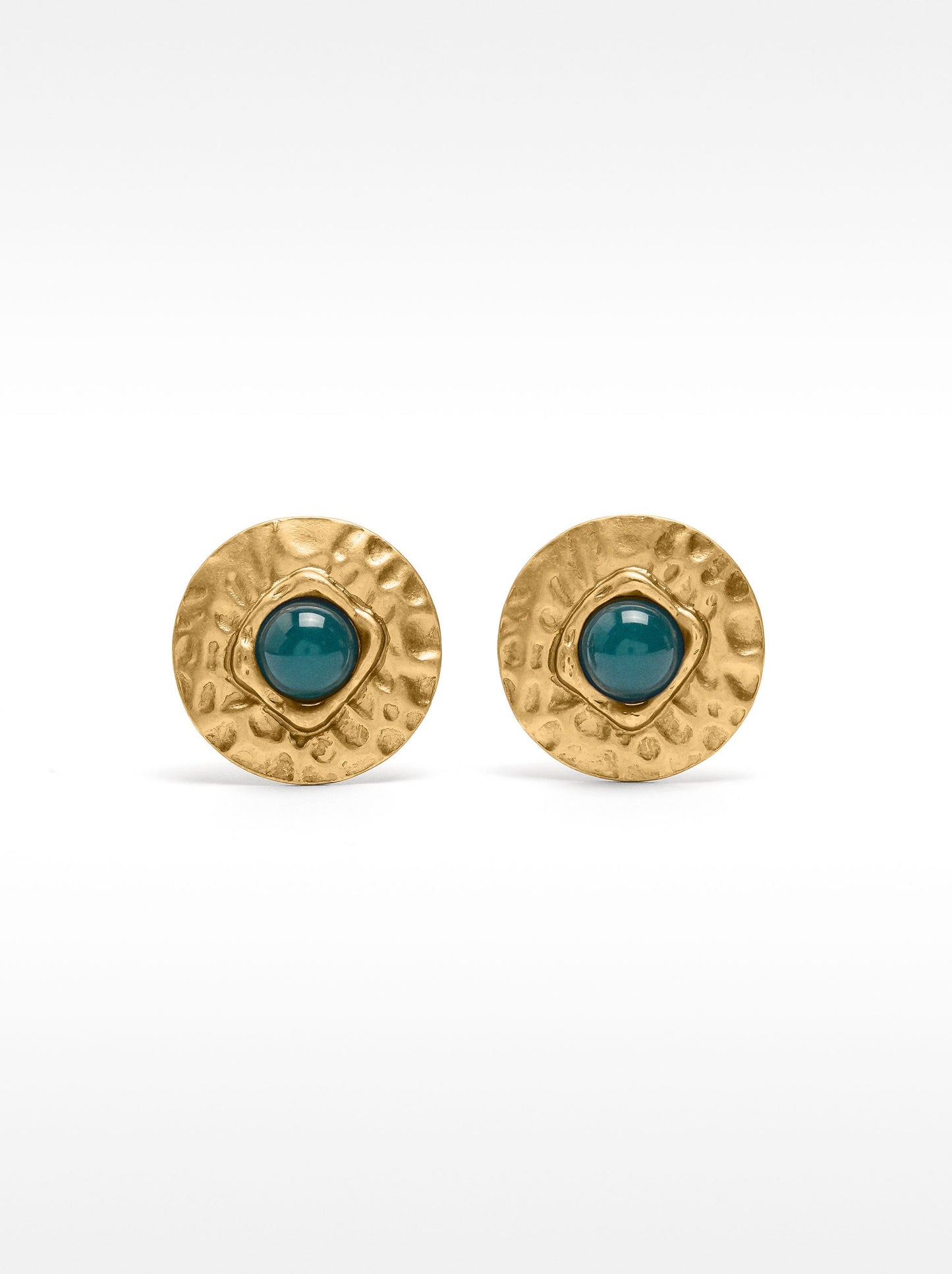 Round Earrings With Colour Detail
