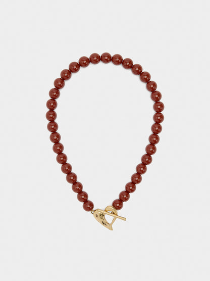 Short Necklace With Beads Stone Effect