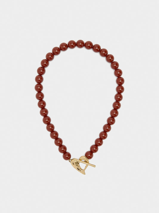 Short Necklace With Beads Stone Effect