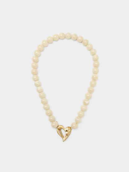 Short Necklace With Beads Stone Effect