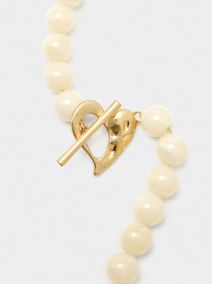 Short Necklace With Beads Stone Effect