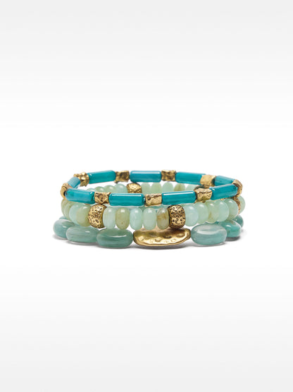 Set Of Elastic Bracelets With Stone Effect