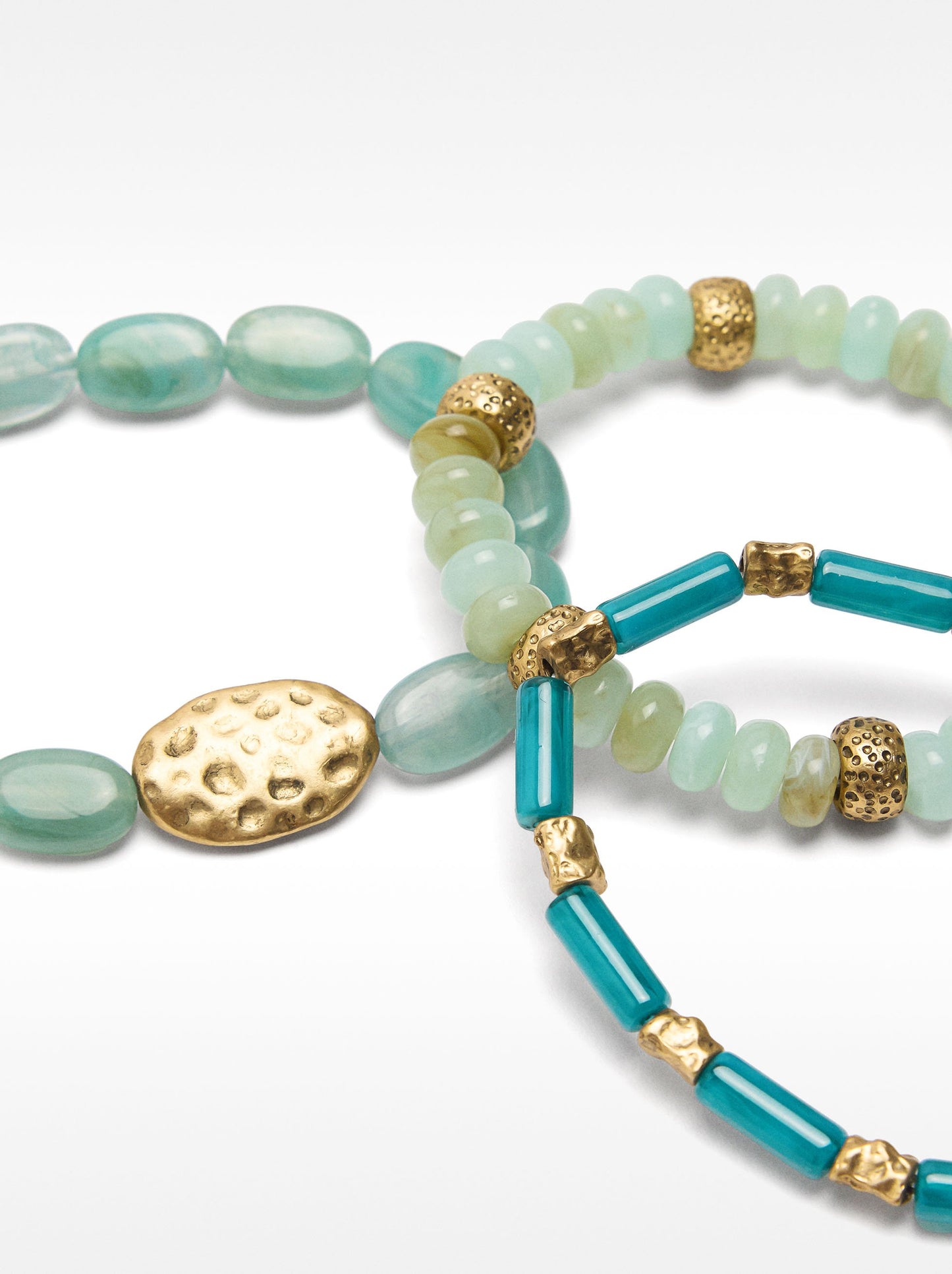 Set Of Elastic Bracelets With Stone Effect