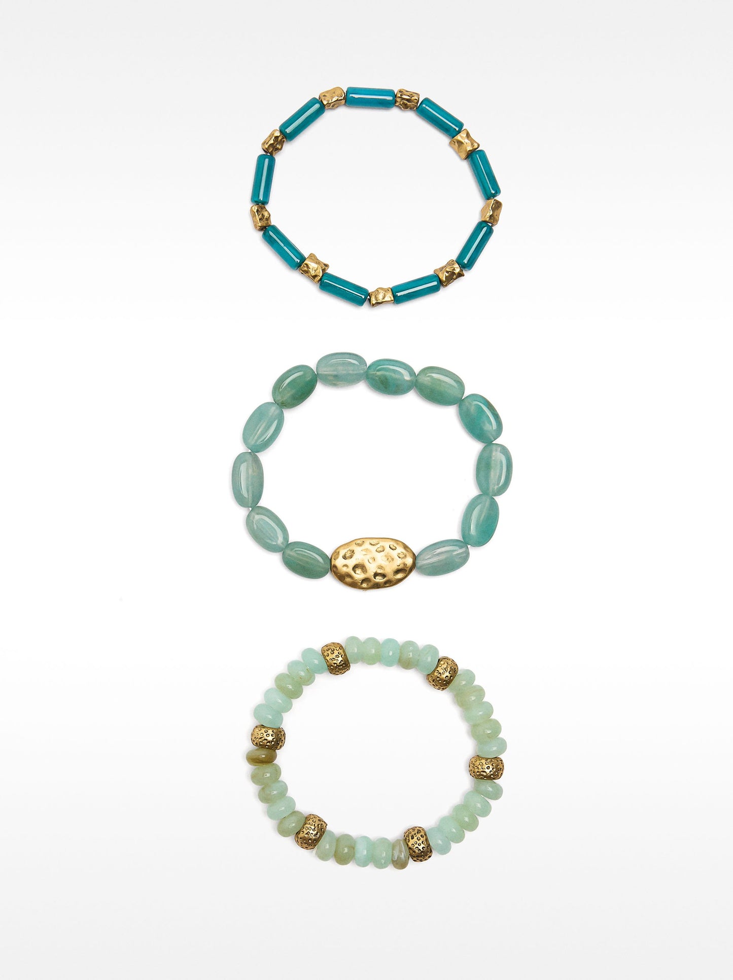 Set Of Elastic Bracelets With Stone Effect