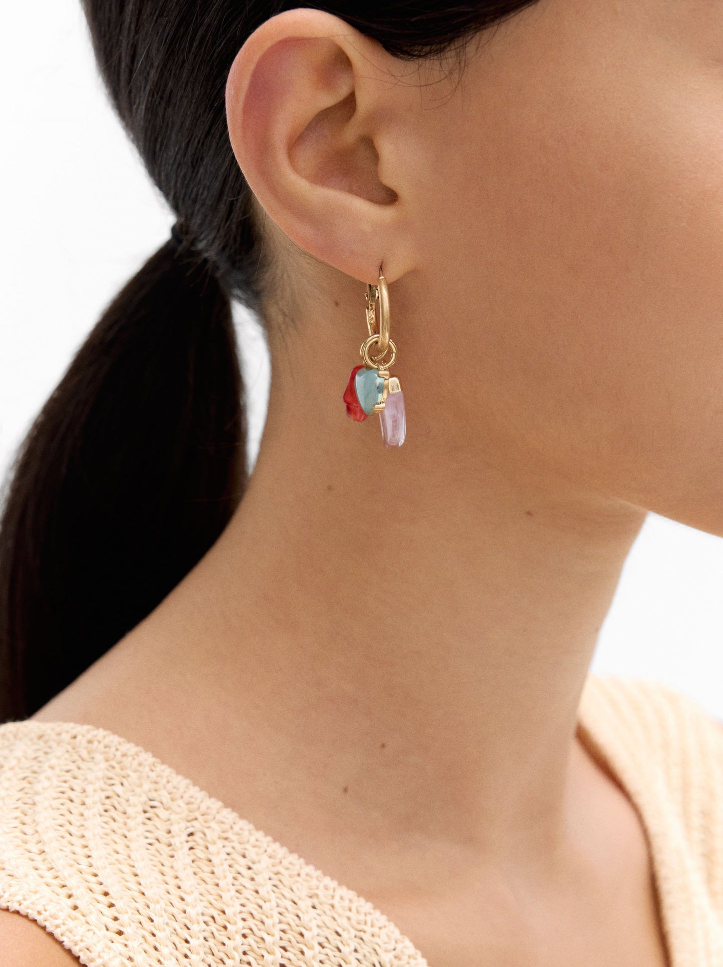 Hoop Earrings With Resin