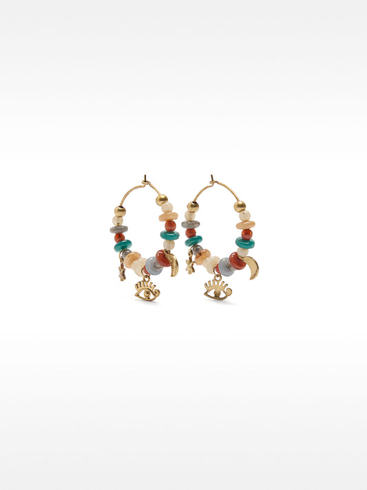 Multicolor Hoop Earrings With Charms