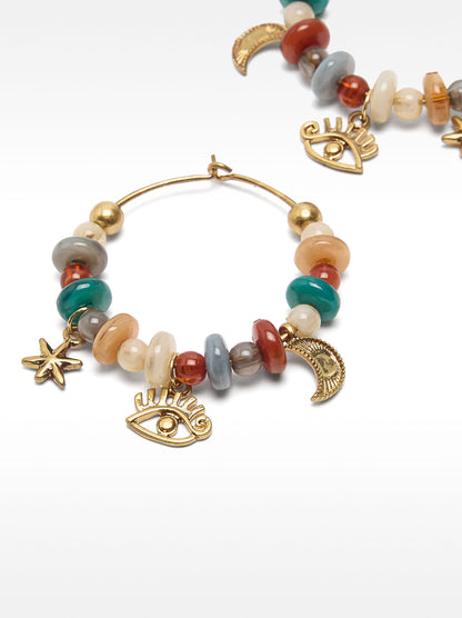Multicolor Hoop Earrings With Charms