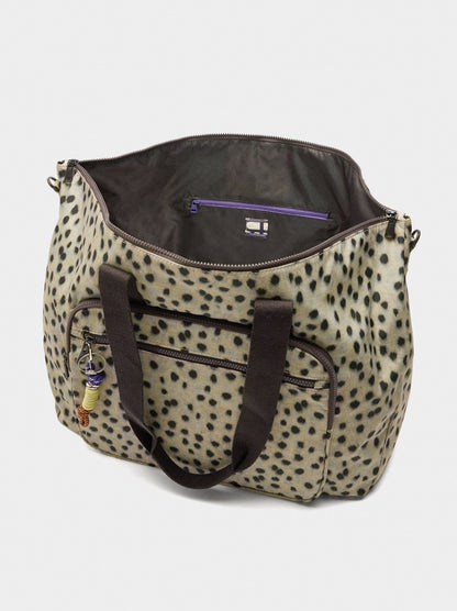 Animal-Print Nylon Weekend Bag