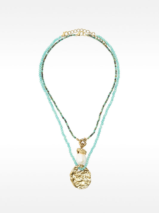 Set Of Stone Necklaces With Pearl