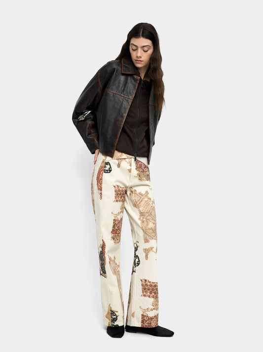 Printed Denim Trousers 100% Cotton