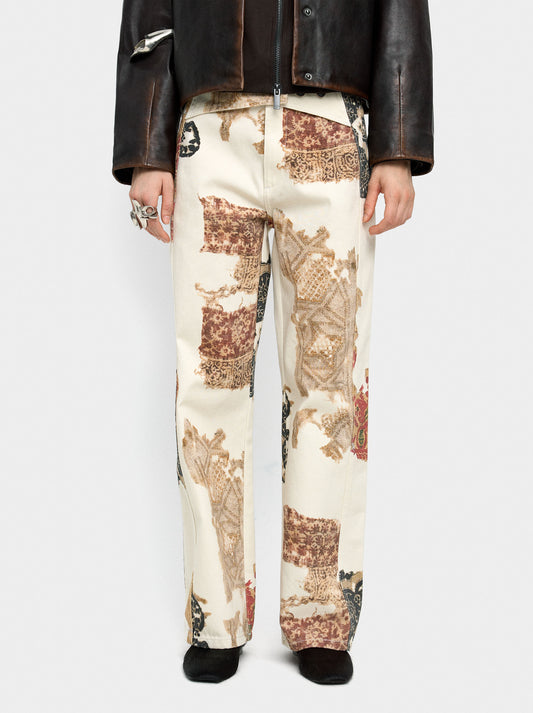 Printed Denim Trousers 100% Cotton