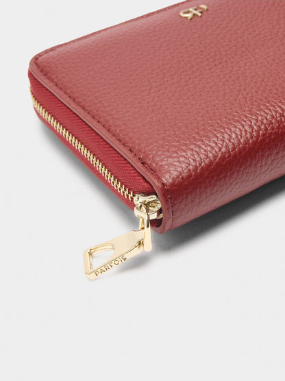 Wallet With Texture And Zipper Closure S