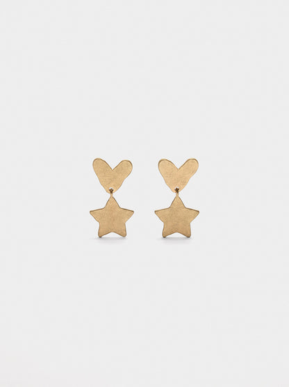 Earrings With Heart And Star