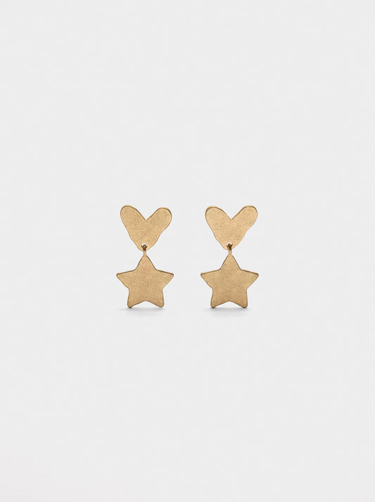 Earrings With Heart And Star