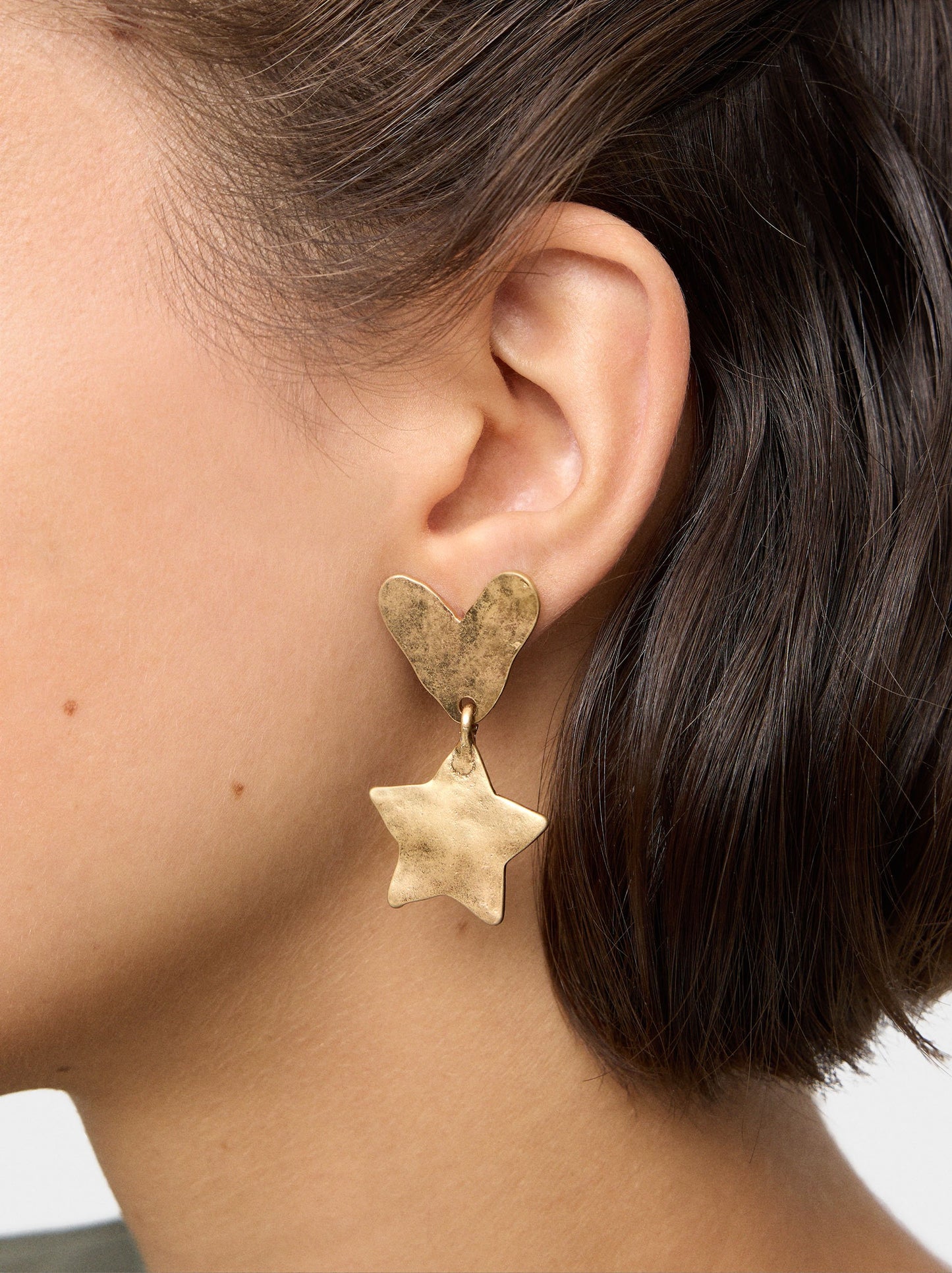 Earrings With Heart And Star