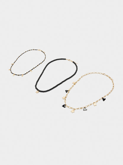 Set Of Short Necklaces With Beads