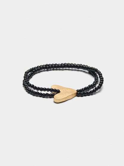 Elastic Bracelet With Beads And Heart