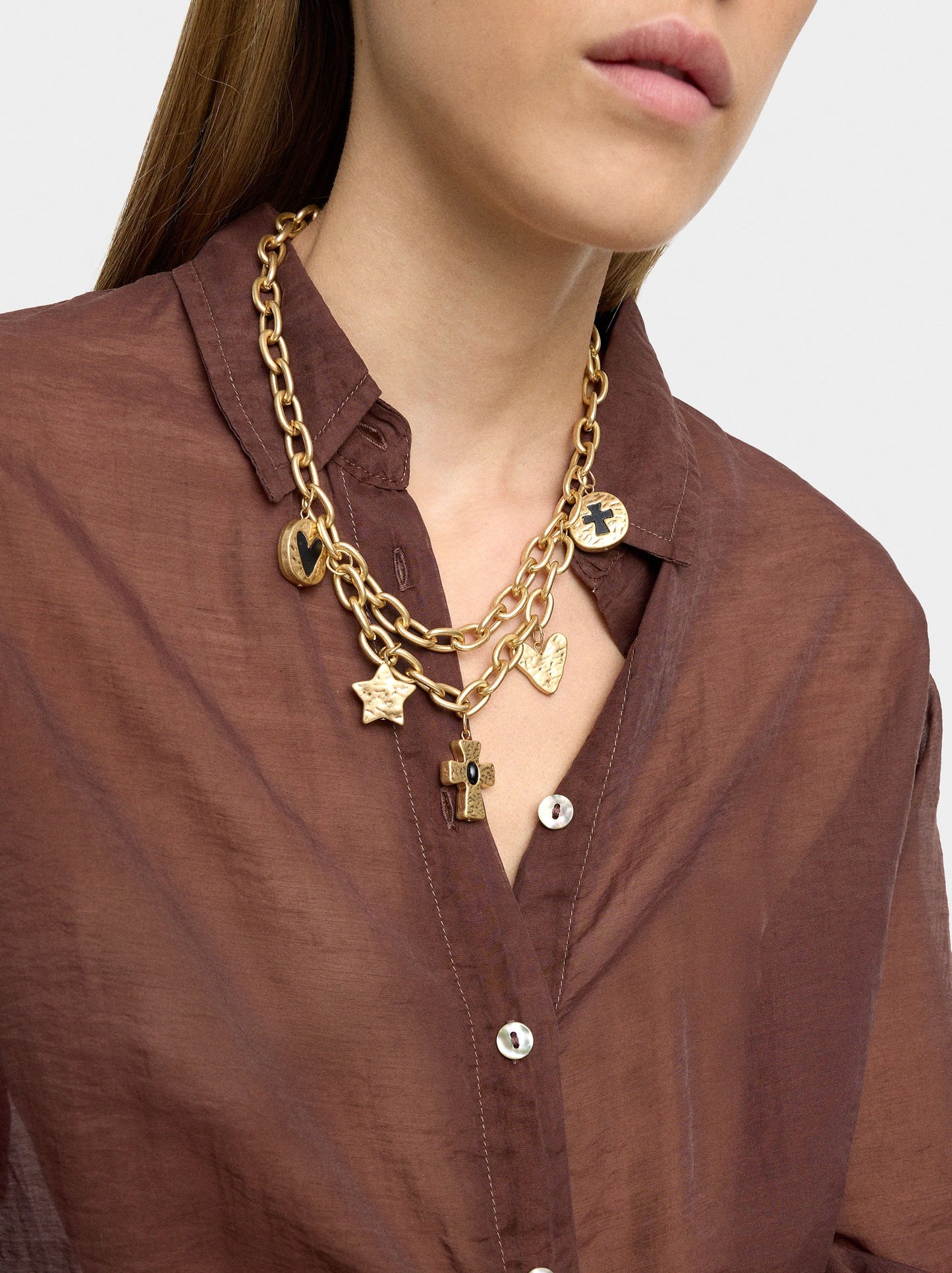 Necklace Of Links With Cross Pendant