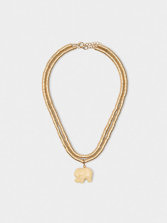 Set Of Short Necklaces With Elephant Pendant