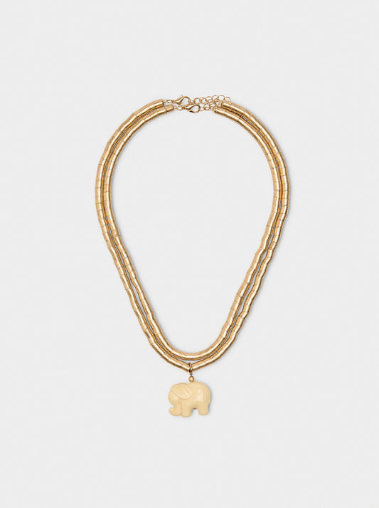 Set Of Short Necklaces With Elephant Pendant