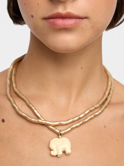 Set Of Short Necklaces With Elephant Pendant