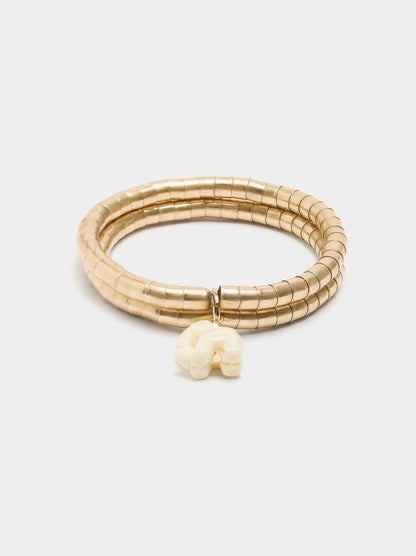Set Of Elastic Bracelets With Elephant Pendant