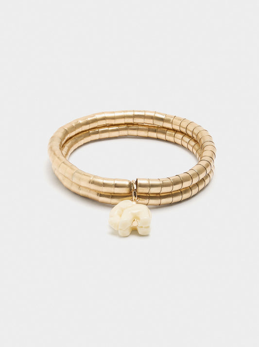 Set Of Elastic Bracelets With Elephant Pendant