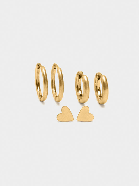 Set Of Hoop Earrings With Heart