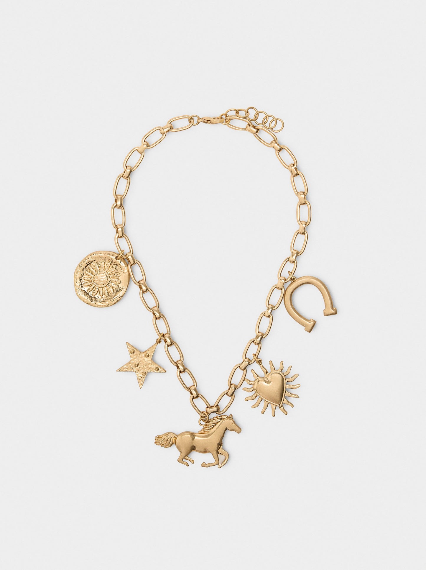 Short Necklace Of Links With Horse Pendant