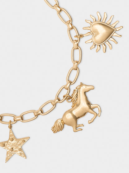 Short Necklace Of Links With Horse Pendant