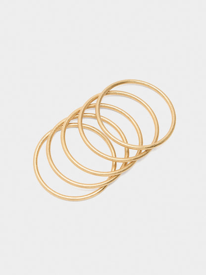 Set Of Five Rigid Golden Bracelets