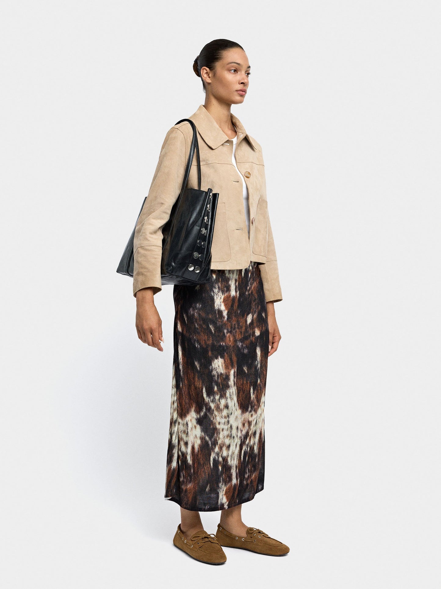 Long Skirt In Knit Printed With Animal Print